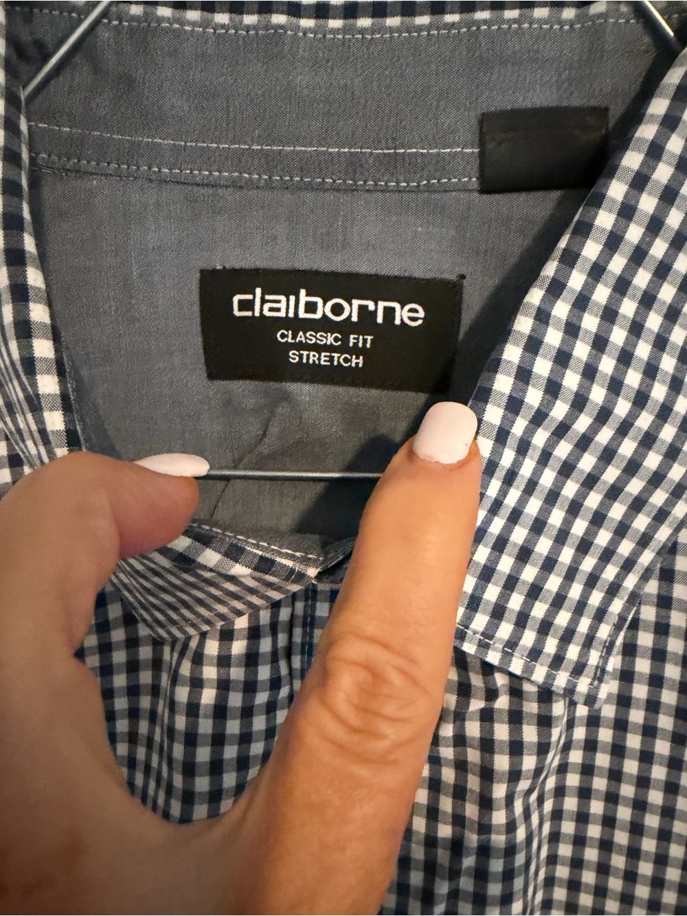 Men’s Claiborne Black and White Gingham Button-Down Shirt Size 17 34/35